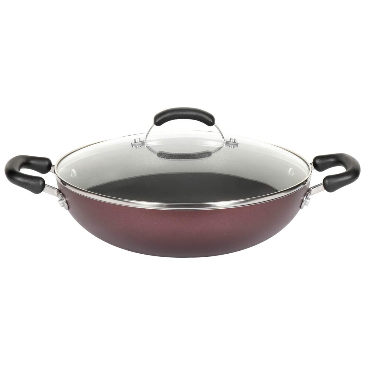 Meyer Merlot Aluminium Non-Stick Kadai 28CM (Gas and Induction Compatible)