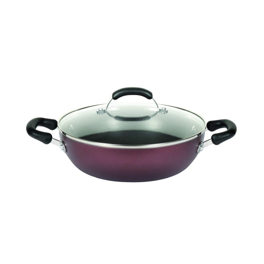 Meyer Merlot Aluminium Non-Stick Kadai |Gas and Induction Compatible 30cm
