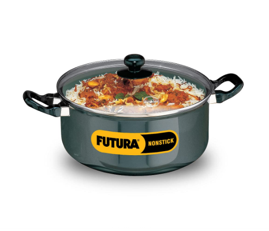 Hawkins Futura 5 Litre Cook N Serve Stewpot, Non Stick Pot with Glass Lid