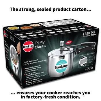 Hawkins Triply 3 Litr Classic Pressure Cooker IB Inner Lid
