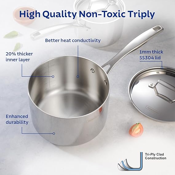 Tramontina Aeion Triply 14cm / 1.5 Liter Stainless Steel Sauce Pan