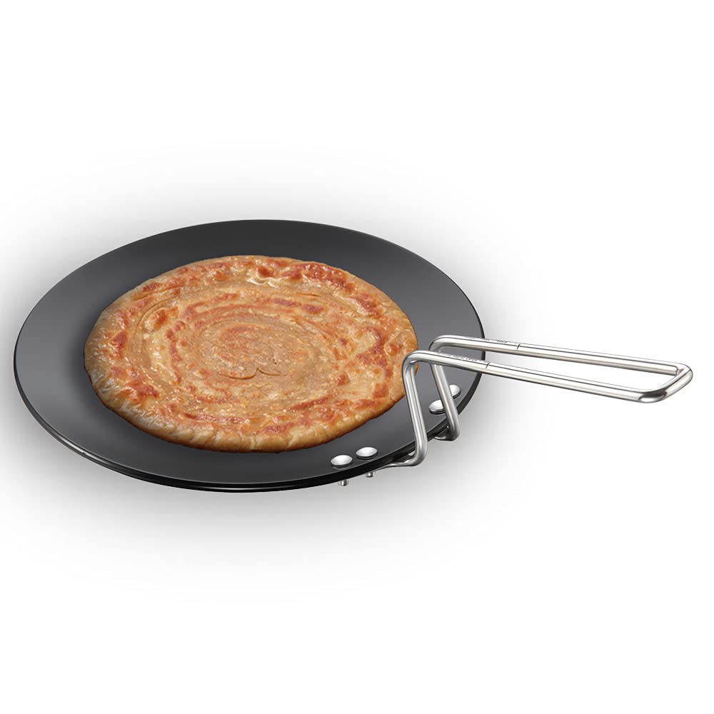 Hawkins Futura 28 cm Tava, Hard Anodised Tawa with Stainless Steel Handle