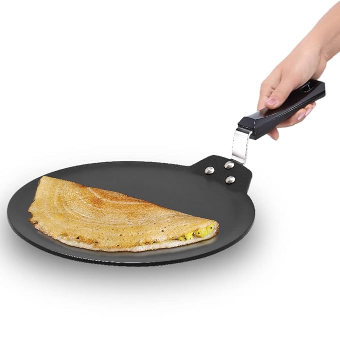 FUTURA Hawkins 30 cm Dosa Tava, Non Stick Dosa Tawa, Induction Dosa Tawa, Black (INDT30)