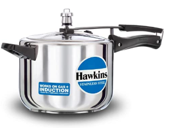 HAWKINS Stainless Steel Tall Pressure Cooker, Silver with Stainless Steel Pressure Cooker, 5 liters