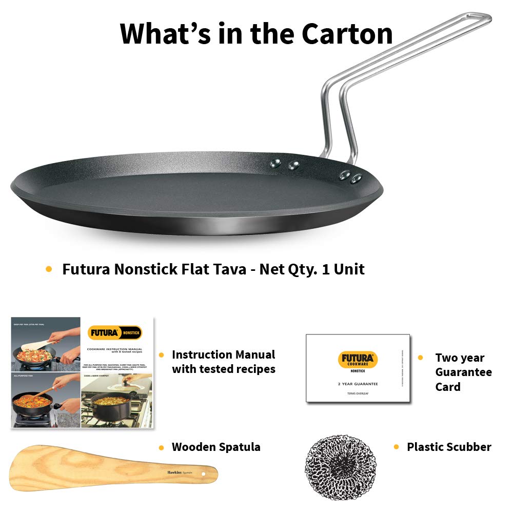 Hawkins Futura Induction Compatible Nonstick Flat Tava 30 cm, 4.88 mm (Black) Visit the Hawkins Store