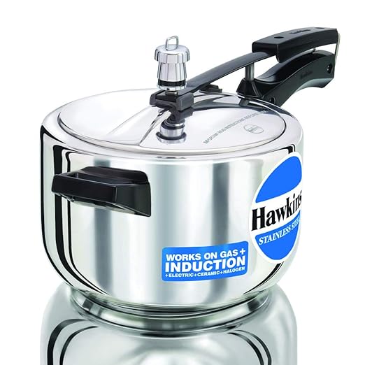 Hawkins 4 Litre Pressure Cooker, Stainless Steel Inner Lid Cooker, Induction Cooker