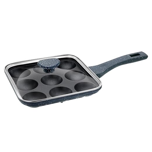 PREMIER Non Stick Astral Paniyaram Square pan 9 with Glass Lid