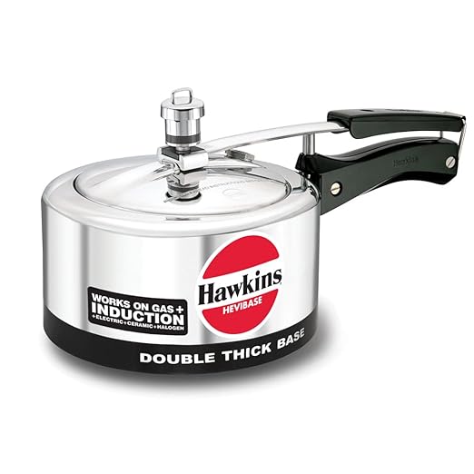 Hawkins Hevibase Induction Compatible Aluminium Inner Lid Pressure Cooker, 2 Litre, Silver