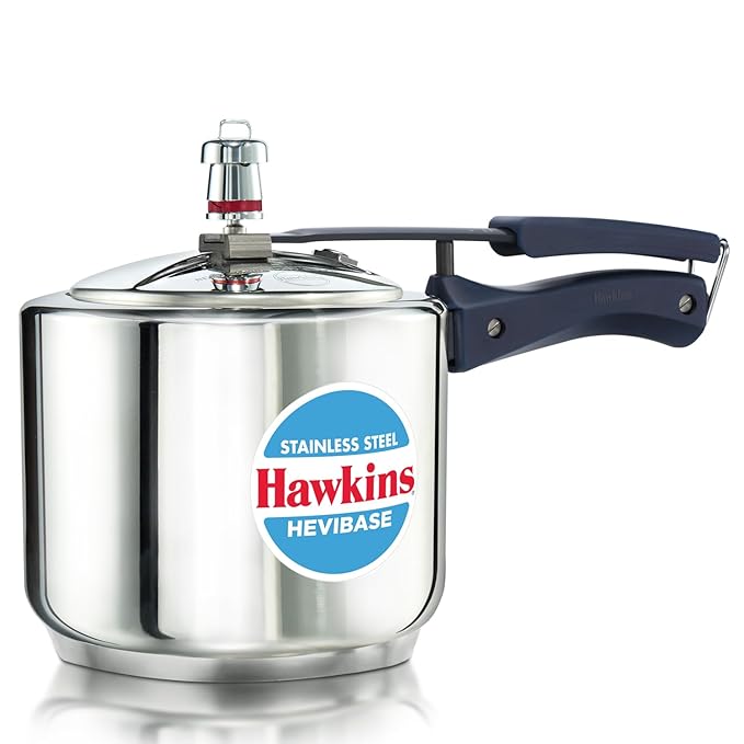 Hawkins 3 Litre Pressure Cooker | Stainless Steel | Hevibase (silver
