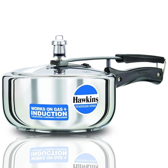Hawkins 3 Litre Inner Lid Pressure Cooker, Stainless Steel Cooker, Induction Cooker, Silver