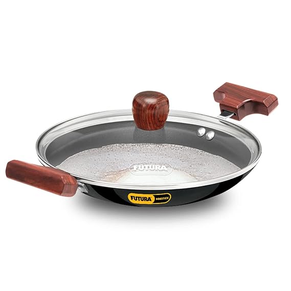 FUTURA Hawkins Breakfast Pan with Glass Lid, Nonstick Cookware, Appachatty, Chetty Pan, Appam Patra